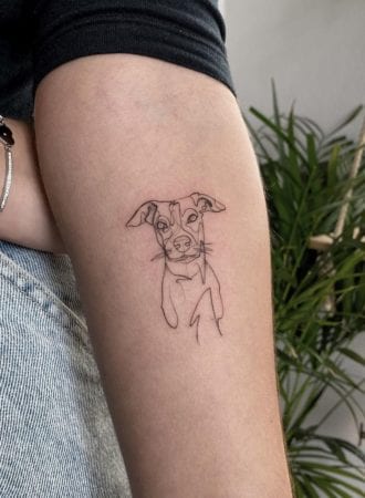 Tattoo perro linea fina continua