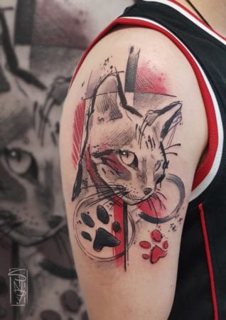 Tattoo Gato negro y rojo