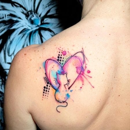 Tattoo corazón gato