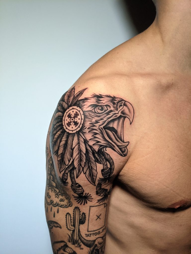 Black and Grey Eagle Tattoos - Cloak and Dagger Tattoo London