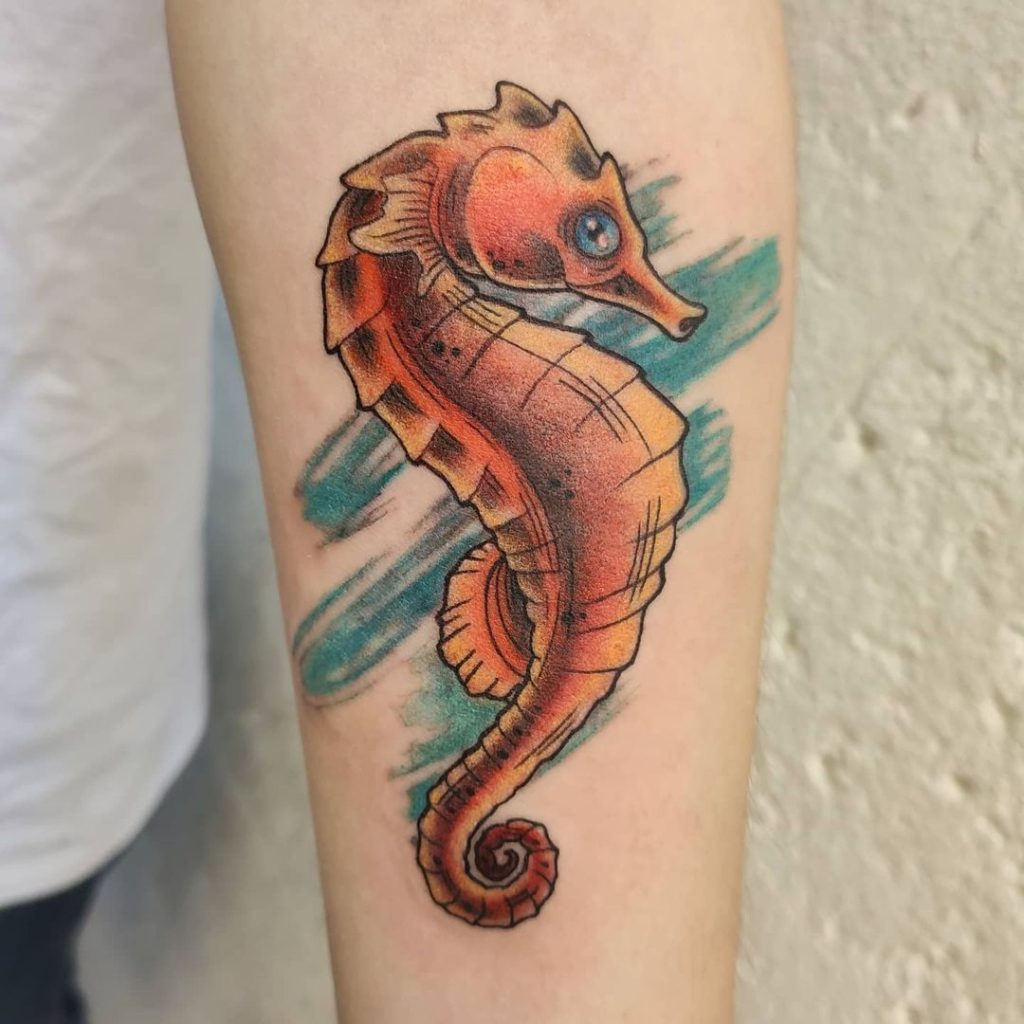 Seahorse tattoo. Love it!!! #seahorse #underwater #seashells #tattoo  #tattooideas #beach #salt-life #starfish #freehand #stencil #coverup  #restoration... | By Cotee river tattoo coFacebook