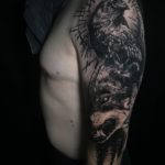 tattoo cuervo y lobo
