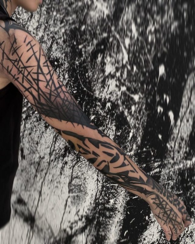 Abstract tribal art tattoo sleeve in polynesian Vector Image