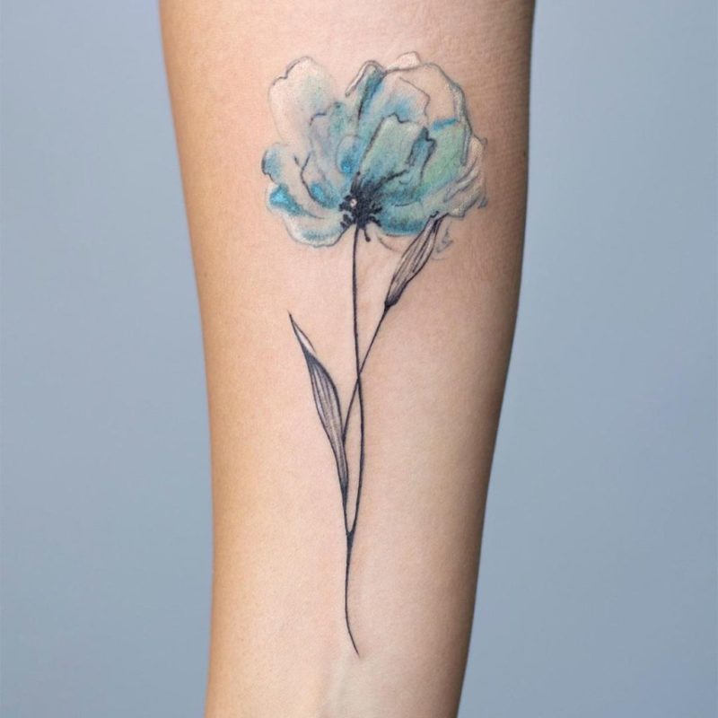 Watercolor poppy tattoo - Avantgarde Tattoo Barcelona