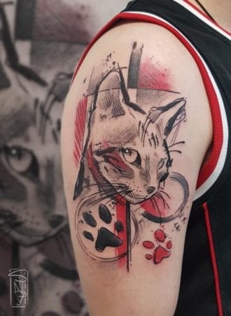 Tattoo Gato negro y rojo