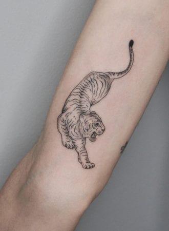 Tattoo tigre linea fina