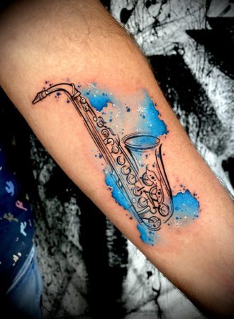 Tattoo uploaded by Aviv Rotshas • #blackandgrey #saxophone • Tattoodo